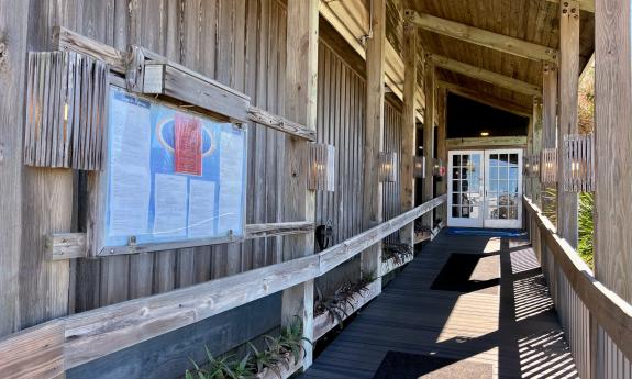 The entryway to The Reef Restaurant on Vilano Beach 