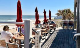Outdoor dining right on the water at The Reef Restaurant on Vilano Beach