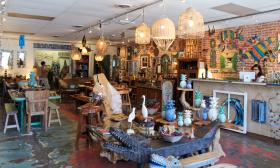 Coastal Traders features an eclectic collection of Indonesian art, furniture, and decor