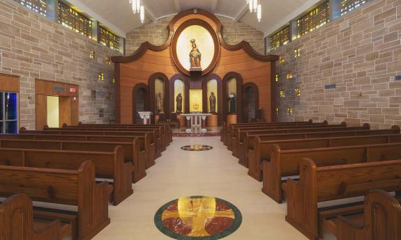 The interior of the church at the Mission Nombre de Dios