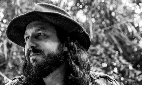 Paul Orehovec, songwriter, outside in black and white