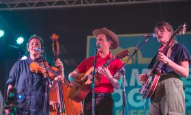 Bill and the Belles performing on the main stage at the Gamble Rogers Music Festival in 2023