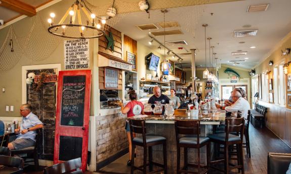 The inside of the seafood restaurant 