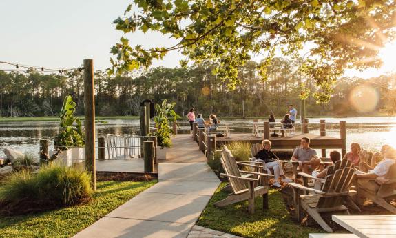 The dock and waterfront sitting area 