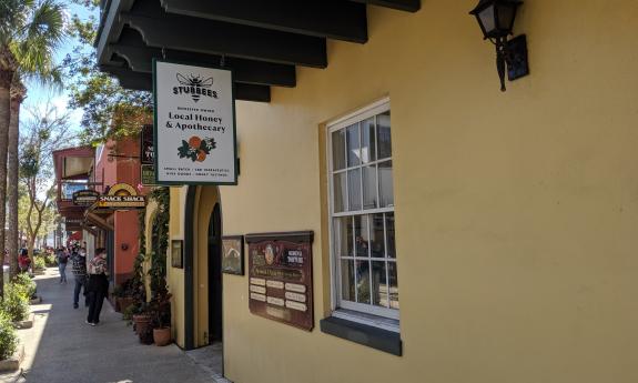 Stubbees local honey and apothecary storefront and sign