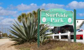 The entrance sign to Surfside Park in Vilano Beach