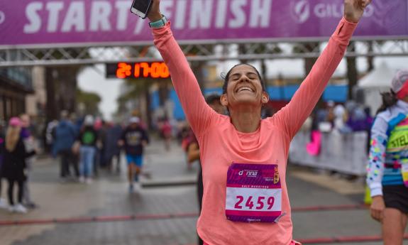 Runner celebrates on race day