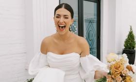 Elated bride in candid photo