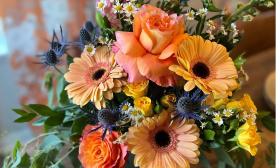 Flower bouquet with bright, sunny colors