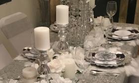 Silver aesthetic dining table setting