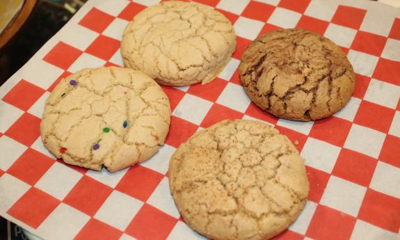 Various cookies on display at the shop