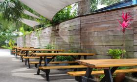 Another view of the patio at Dog Rose Brewing