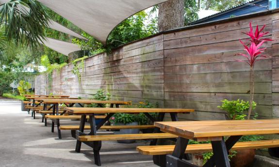 Another view of the patio at Dog Rose Brewing