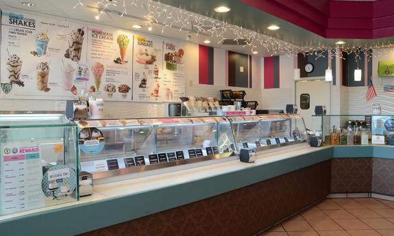 The interior of Marble Slab Creamery