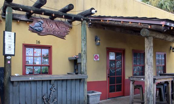 The entrance to the Bar with No Name in downtown St. Augustine