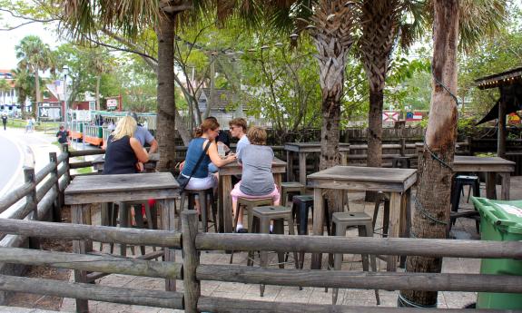 The outdoor patio of the Bar with No Name