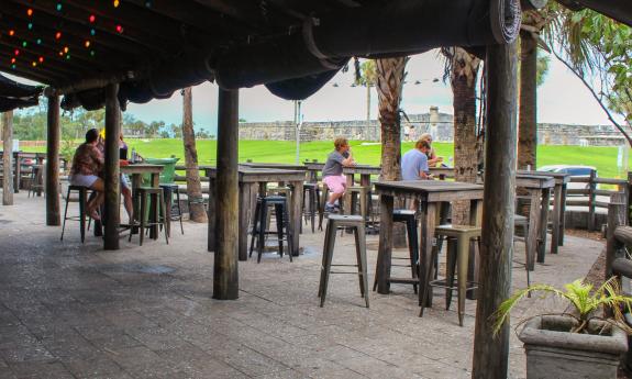 The Bar with No Name has a fantastic view of the Castillo de San Marcos in St. Augustine