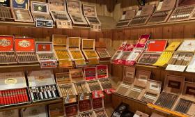 A peak into the cigar selection inside the store