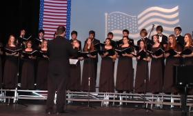 The choir singing at the Veterans Day Celebration