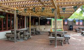 The back patio at White Lion Bar and Grill