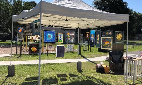 Various glass designs arranged at the SASIA Arts & Crafts Fair