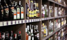 The wide selection of liquors inside the store