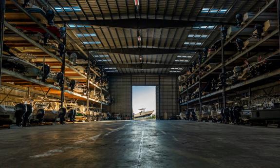 The inside boat storage area