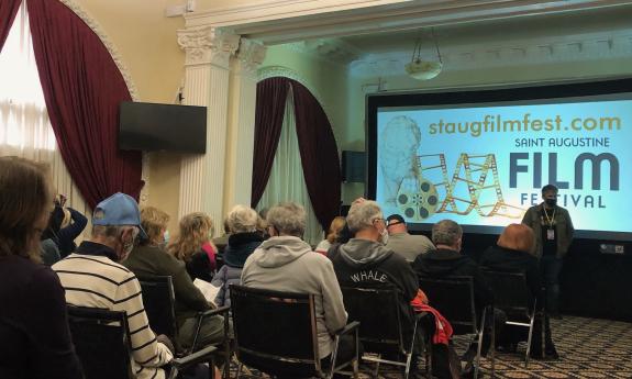 Filmgoers in the Lightner's film room at the St. Augustine Film Festival