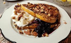 A blueberry French toast dish