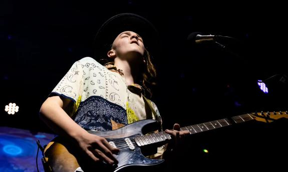 Taj Farrant, from Australia, playing on stage in New York