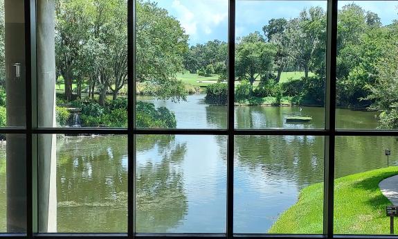 The golf course views from inside the restaurant