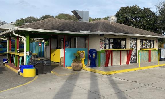 The exterior of the Burrito Works Taco Shop