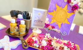A Tangled themed painting party layout