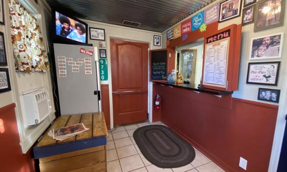 The inside seating area where customers can order and wait for their food