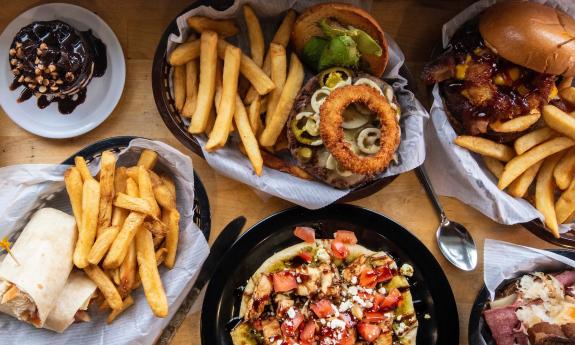 A spread of food dishes on the table