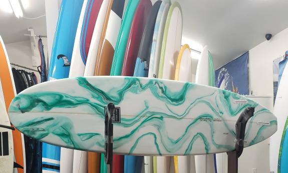 The wide selection of surfboards on display in the shop