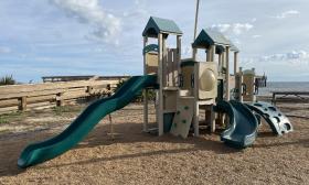 The playground area with slides and sections for climbing