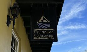 Pelindaba Lavender's sign hanging from the outside building
