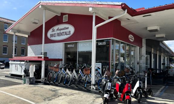 Bikes lined up for rent at Fun Rentals on King Street