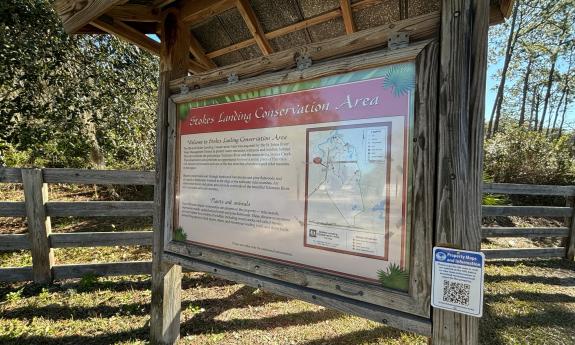 A map of the park's trail and the types of plants/animals found there