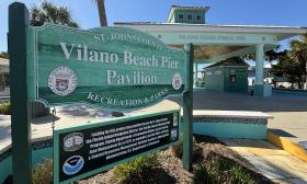 The Vilano Beach Pier entrance sign