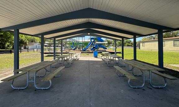 There is a covered picnic pavilion onsite