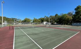 Spacious tennis courts are laid out at Collier Park