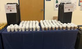The business caters coffee at a school function