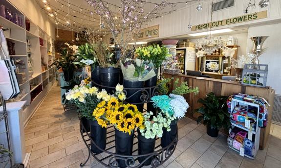 The entryway inside the shop