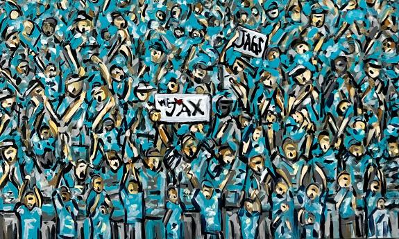 A painting of the Jacksonville Jaguars fans