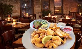 O.C. White's dining room with fried shrimp