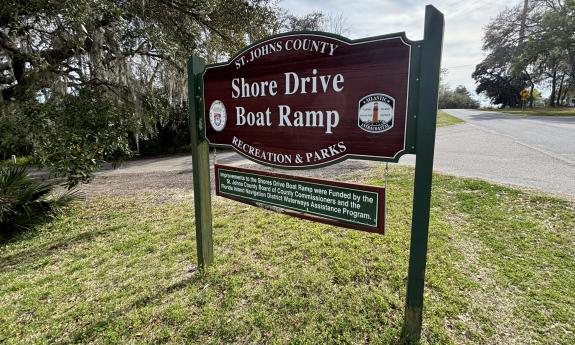 The Shore Drive entrance sign