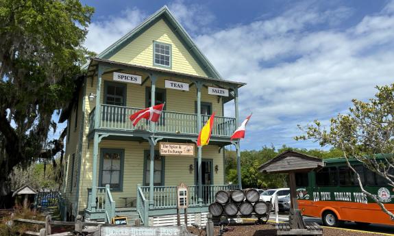 The outside of the Spice and Tea Exchange house