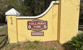 The Vaill Point Park entrance sign